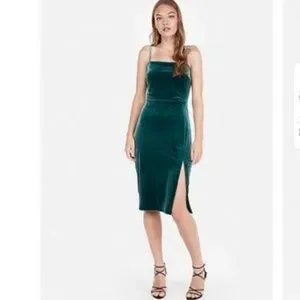 Express Dresses Express Front Slit Above Knee Green Velvet